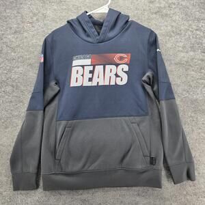 Chicago Bears Sweatshirt Boys L Gray NFL Football Nike Dri-FIT Hoodie Pullover